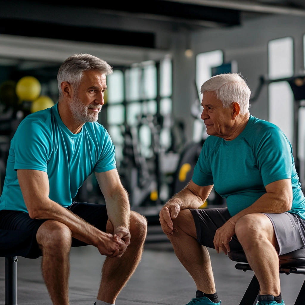 Тренер проводить індивідуальну консультацію з пенсіонером